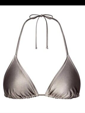 SKIMS Metallic Silver Triangle Bikini Top
